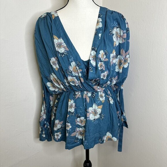 Free People Tuscan Dreams Tunic‎ Dress Turquoise Blue Boho Size XS - Picture 3 of 10